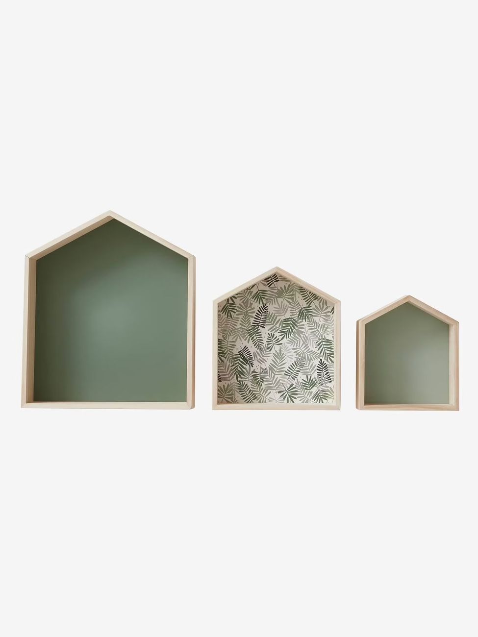 Lot de 3 étagères maison bois vert d'eau (Vertbaudet) - Image 2