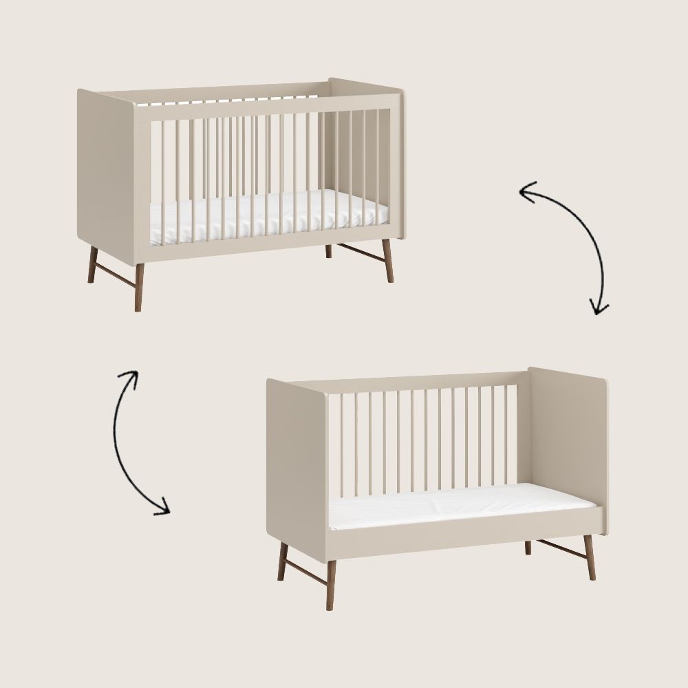 Petite Amélie | Lit bébé évolutif Roseau | Panneau de particules et hêtre | Avoine | 70x140 cm | De la naissance à 4 ans | Design danois (Petite Amélie) - Image 3