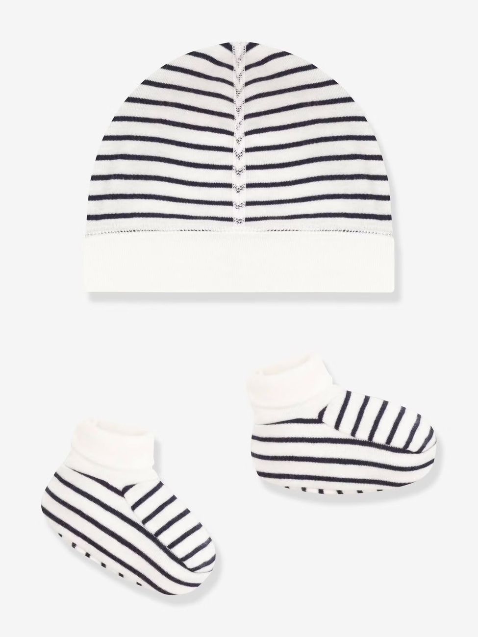 Lot bonnet et chaussons bébé mixte blanc (Petit Bateau) - Image 2