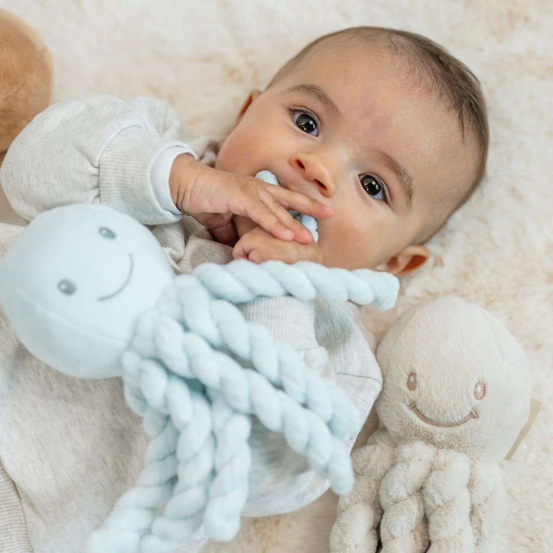 Peluche Pieuvre Lapidou Sable (23 cm) (Nattou) - Image 3