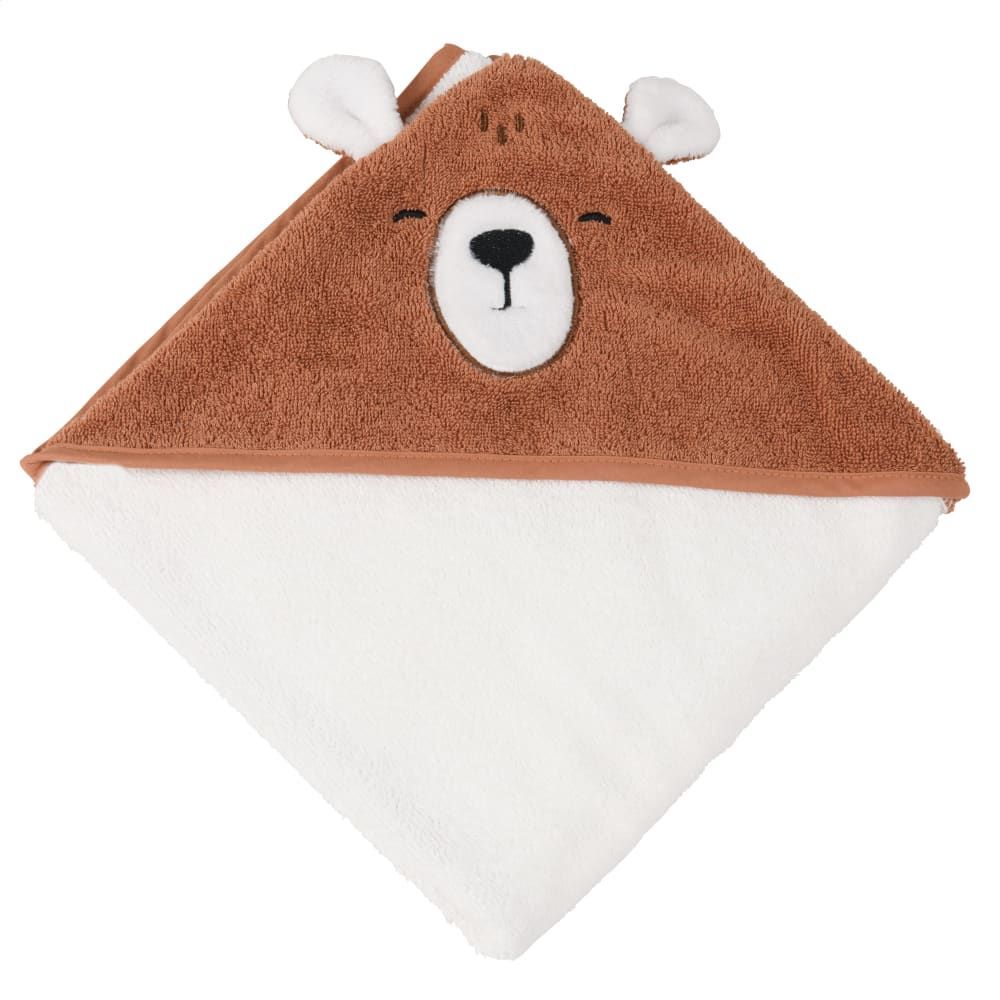 Sortie de bain en coton biologique brun et capuche ours 80x80 (Maisons du Monde) - Couverture
