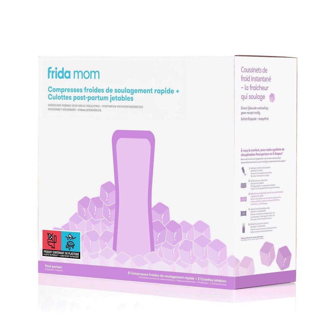 Compresses froides de soulagement rapide + culottes post-partum jetables (8 compresses + 2 culottes) (Frida) - Image 5