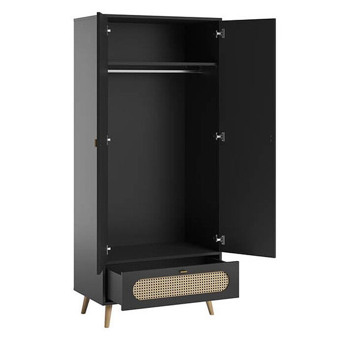 Armoire 2 Portes Canne - Noir (Vox Meubles) - Image 1