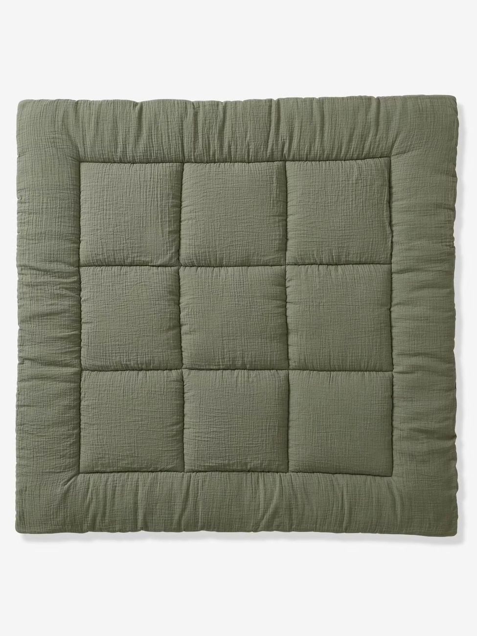 Tapis de sol / Fond de parc uni gaze et percale de coton olive (Vertbaudet) - Image 1