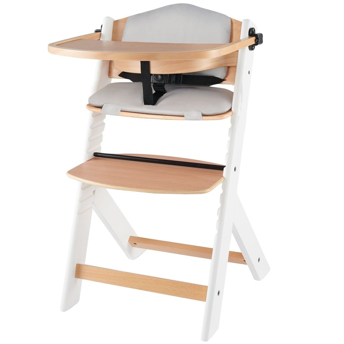 Chaise haute évolutive Enock avec coussin Natural-White (Kinderkraft) - Couverture