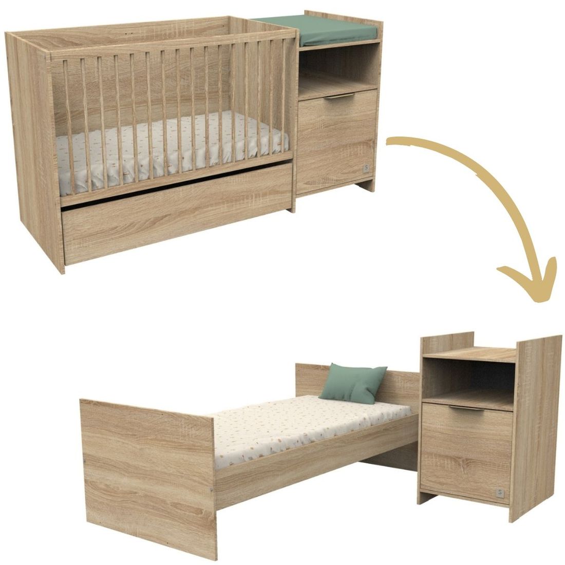 Lit combiné évolutif Azur (60 x 120 cm) (Sauthon) - Image 1