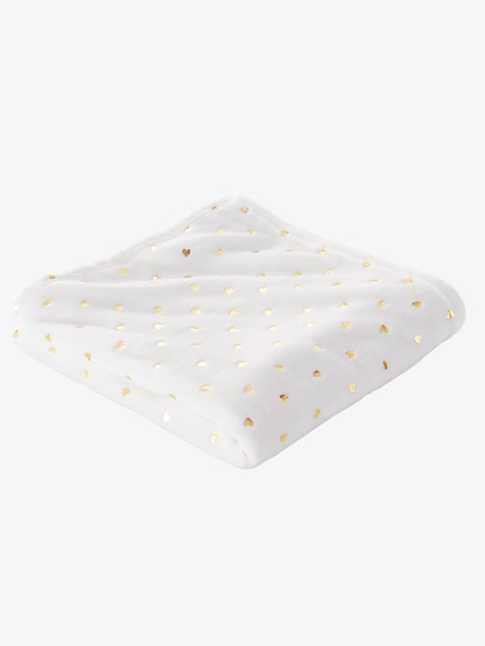 Plaid enfant en polaire motifs dorés écru / coeurs dorés (Vertbaudet) - Couverture