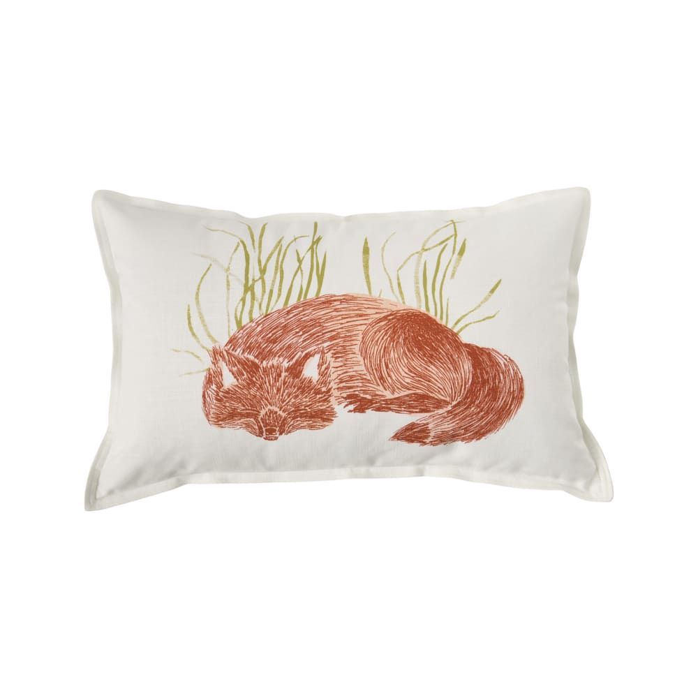 Coussin en coton blanc motif renard 30 x 50 cm (CAMIF) - Couverture