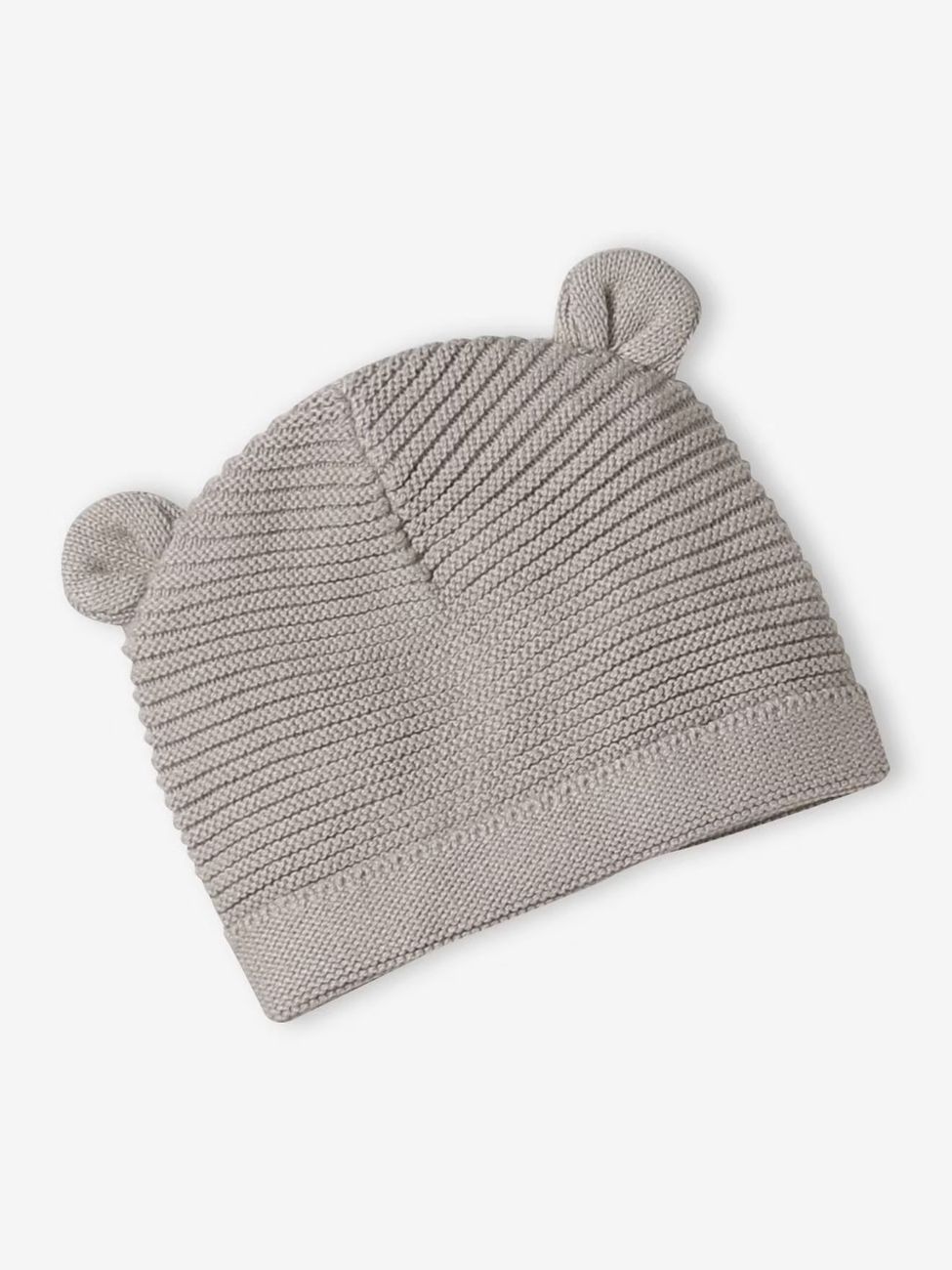 Kit naissance bonnet, moufles et chaussons et son pochon personnalisable beige chiné (Vertbaudet) - Image 1