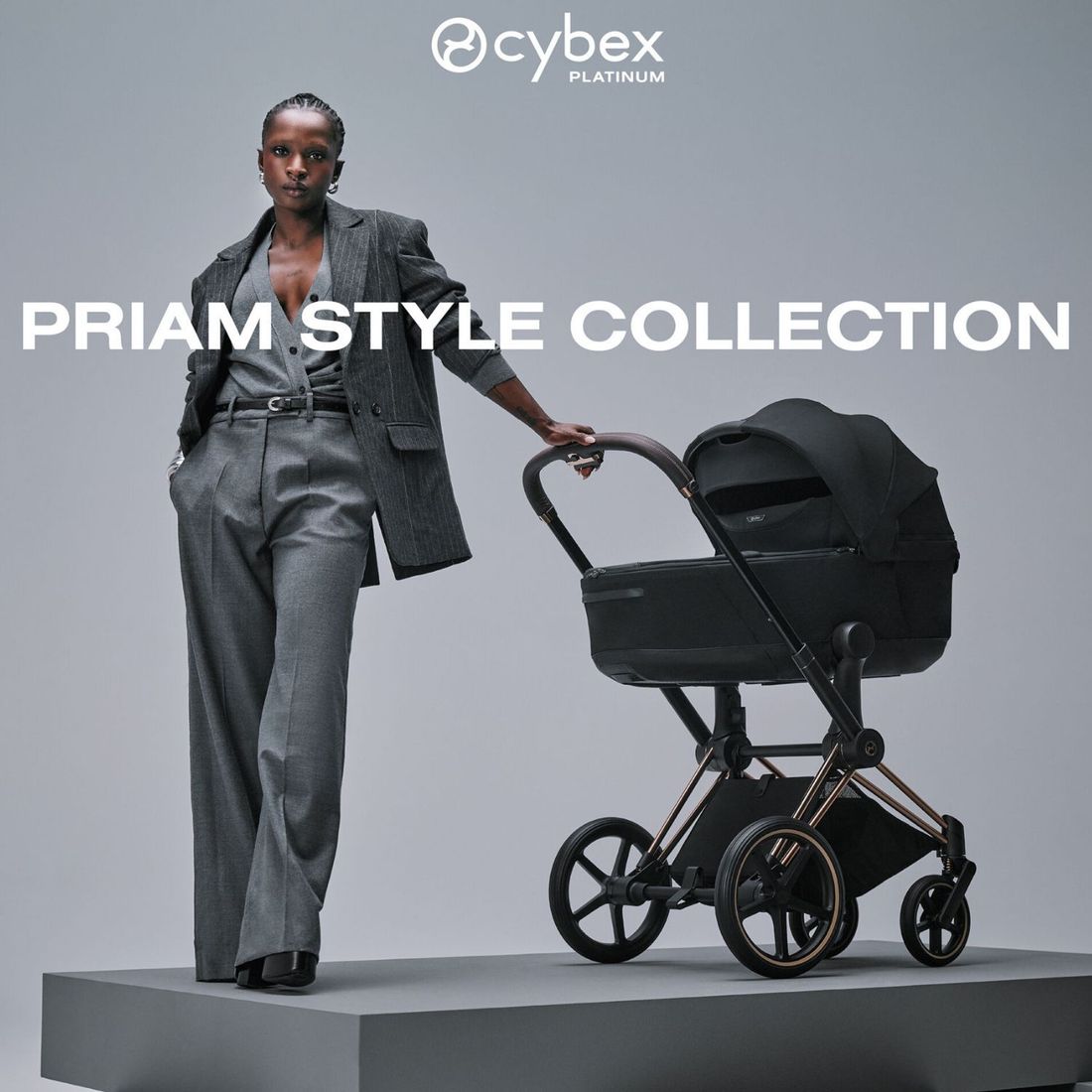 Duo PRIAM 2026 Poussette tout-terrain avec nacelle pliable et Châssis Rose Gold Sepia Black (Cybex) - Image 1