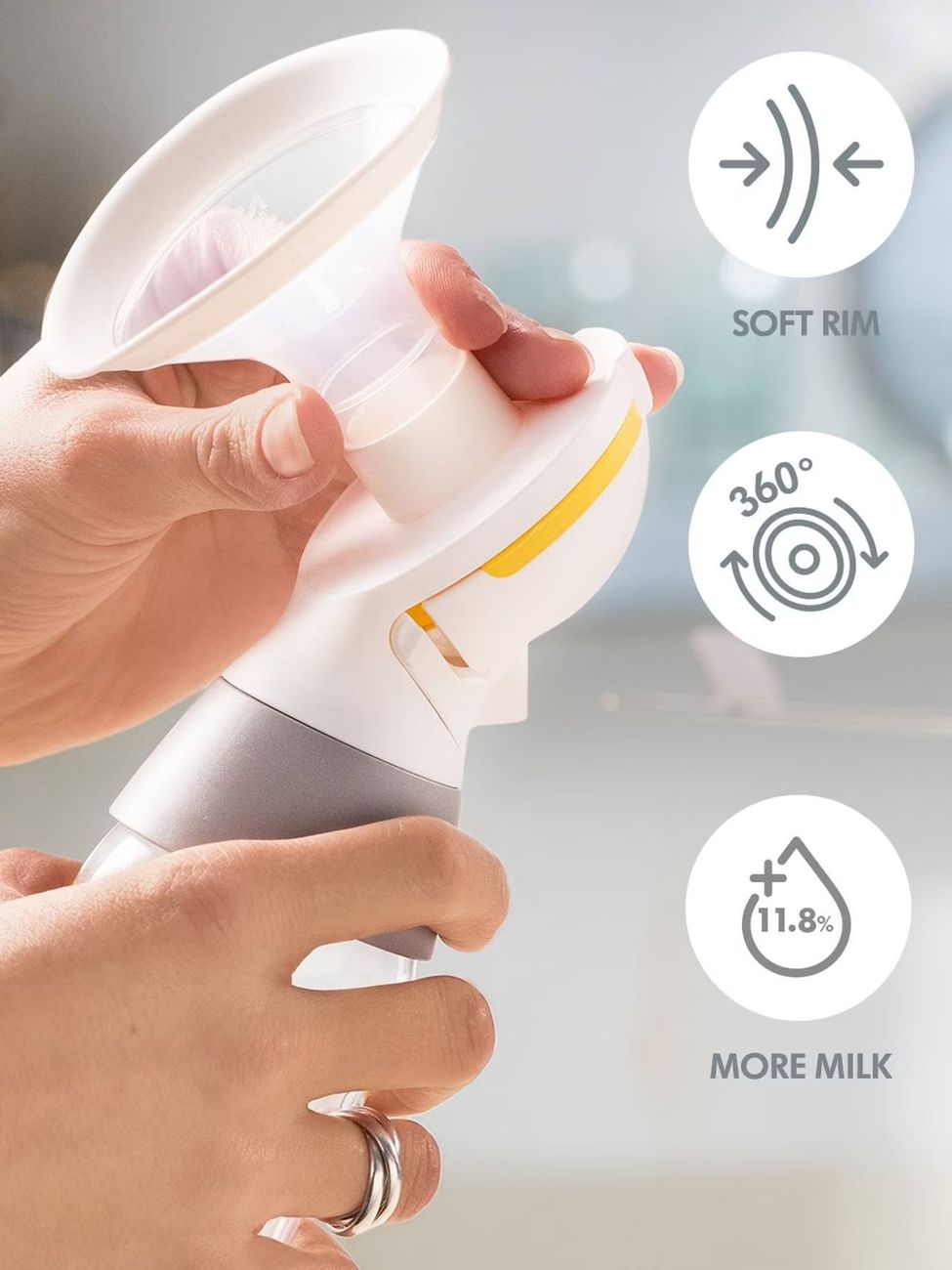 Tire-lait électrique double rechargeable Swing Maxi + 2 téterelles blanc/jaune (Medela) - Image 3
