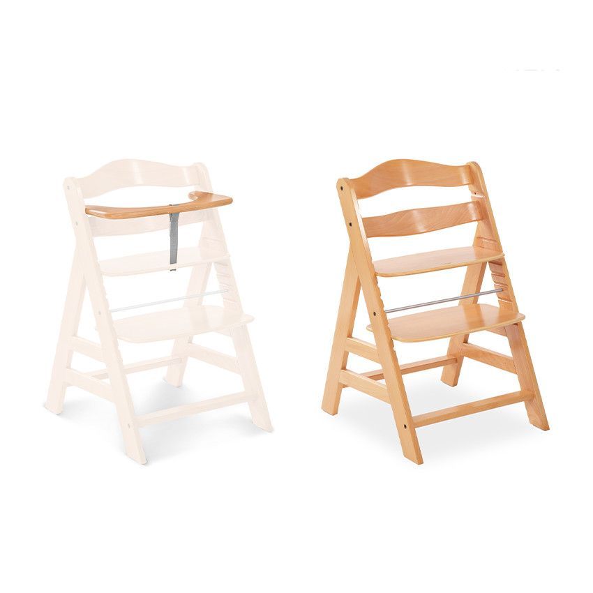 Chaise haute en bois Alpha+ coloris naturel - Beige (HAUCK) - Image 2