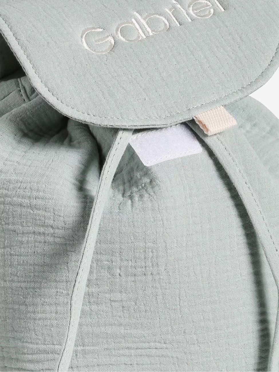 Sac à dos personnalisable en gaze de coton animation oreilles vert sauge (Vertbaudet) - Image 1