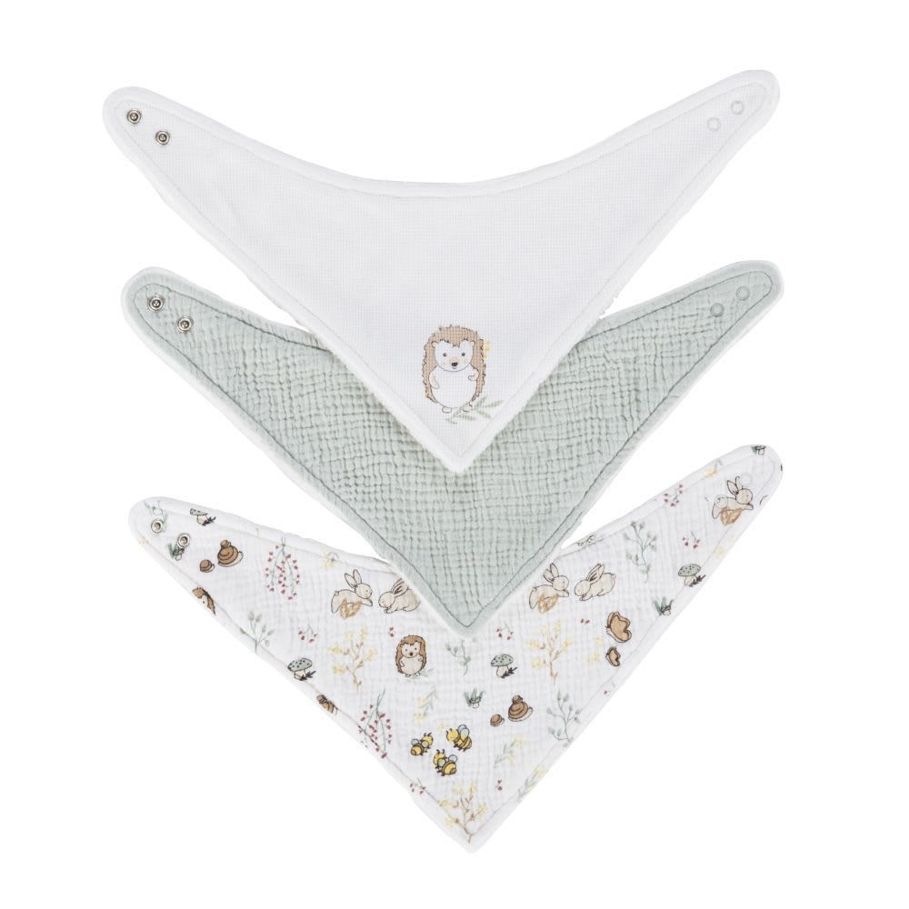 Bavoirs bandana blanc, bleu et blanc imprimé forêt (x3) (Maisons du Monde) - Couverture