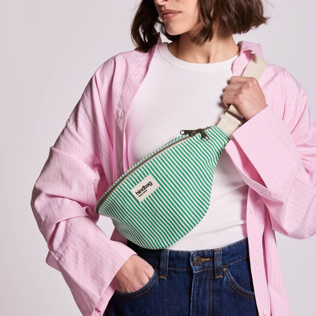 Sac banane Olivia Rayures Fines Vert (Hindbag) - Image 5