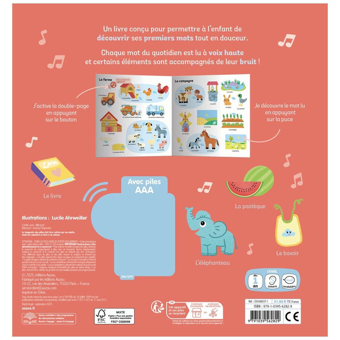 Livre Mes premiers 500 mots sonores (Auzou Editions) - Image 1