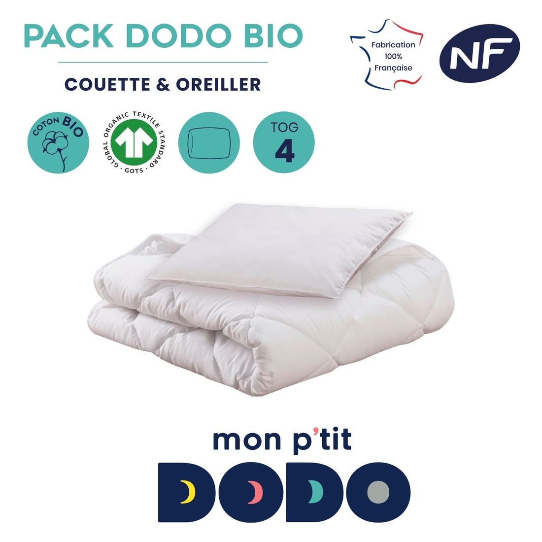 Pack bio couette et oreiller (100 x 140 cm) (Mon P'tit Dodo) - Image 3