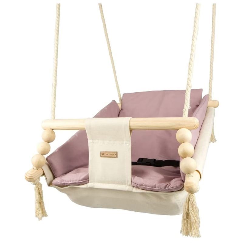Bascule pour bébé crème, rose clair (Velinda) - Image 1