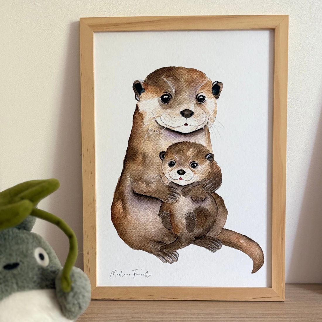 Affiche famille loutre aquarelle – Poster animal pour chambre bébé et enfant (Les Aquarelles de Marlène) - Image 5