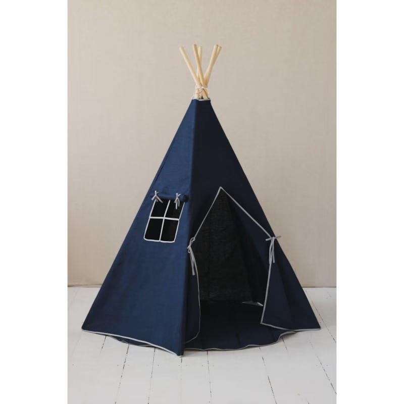 Tente tipi bleu marine lin naturel (Moi Mili) - Image 3