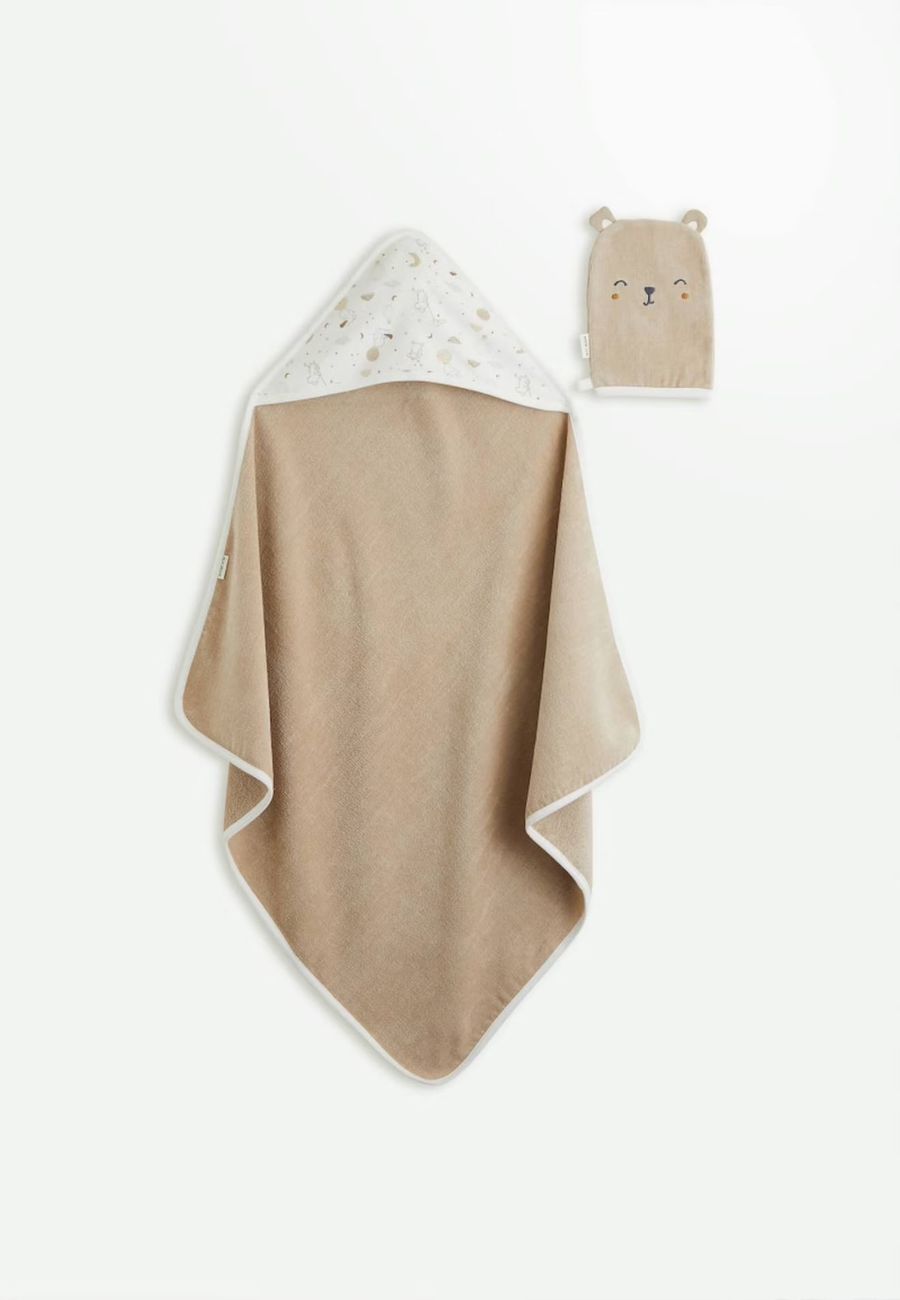 Cape De Bain Et Gant Bébé Eliah Ecru (Petit Beguin) - Couverture