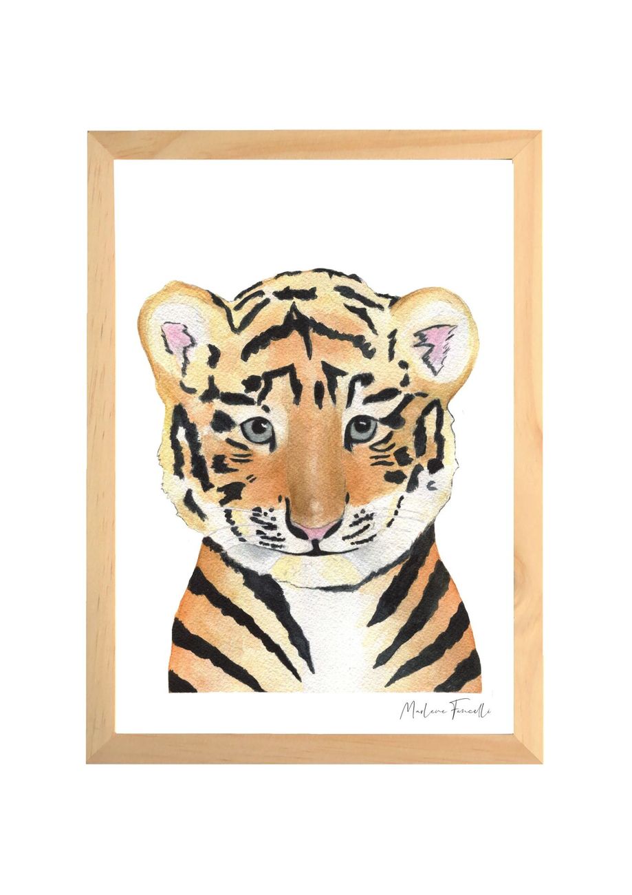 Affiche bébé tigre Charly aquarelle – Poster animal pour chambre bébé et enfant (Les Aquarelles de Marlène) - Image 1