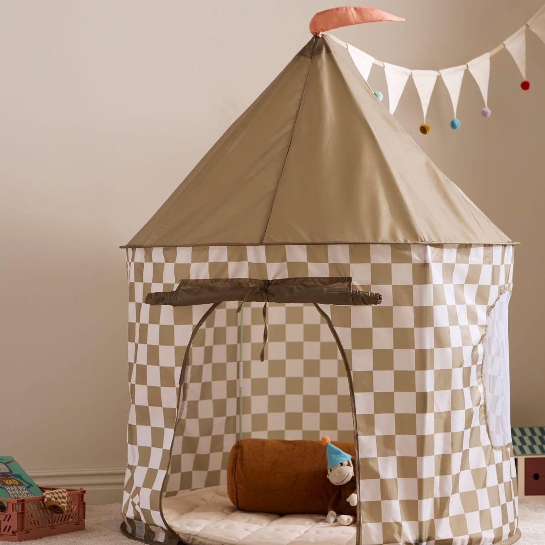 Tente de jeu à carreaux Khaki (Kid's Concept) - Image 2