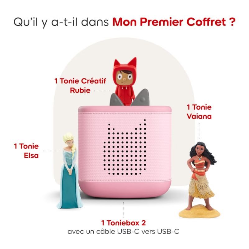 Pack toniebox 2 - boite à histoires - princesses elsa et vaiana - rose fleur (tonies) - Image 2