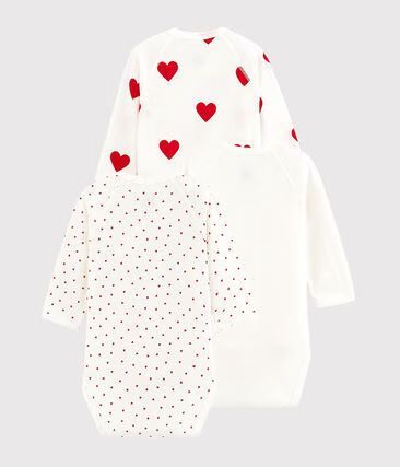 Lot de bodies croisés manches longues bébé mixte en coton imprimé coeur (Petit Bateau) - Image 3