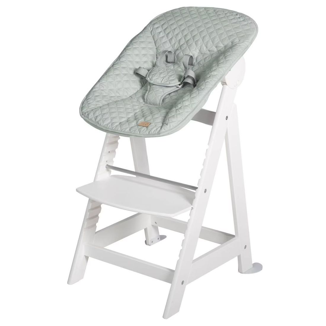 Chaise Haute Évolutive Born Up Avec Transat Déperlant Et Inclinable Roba Style Blanc - Vert Givré (Roba) - Image 2