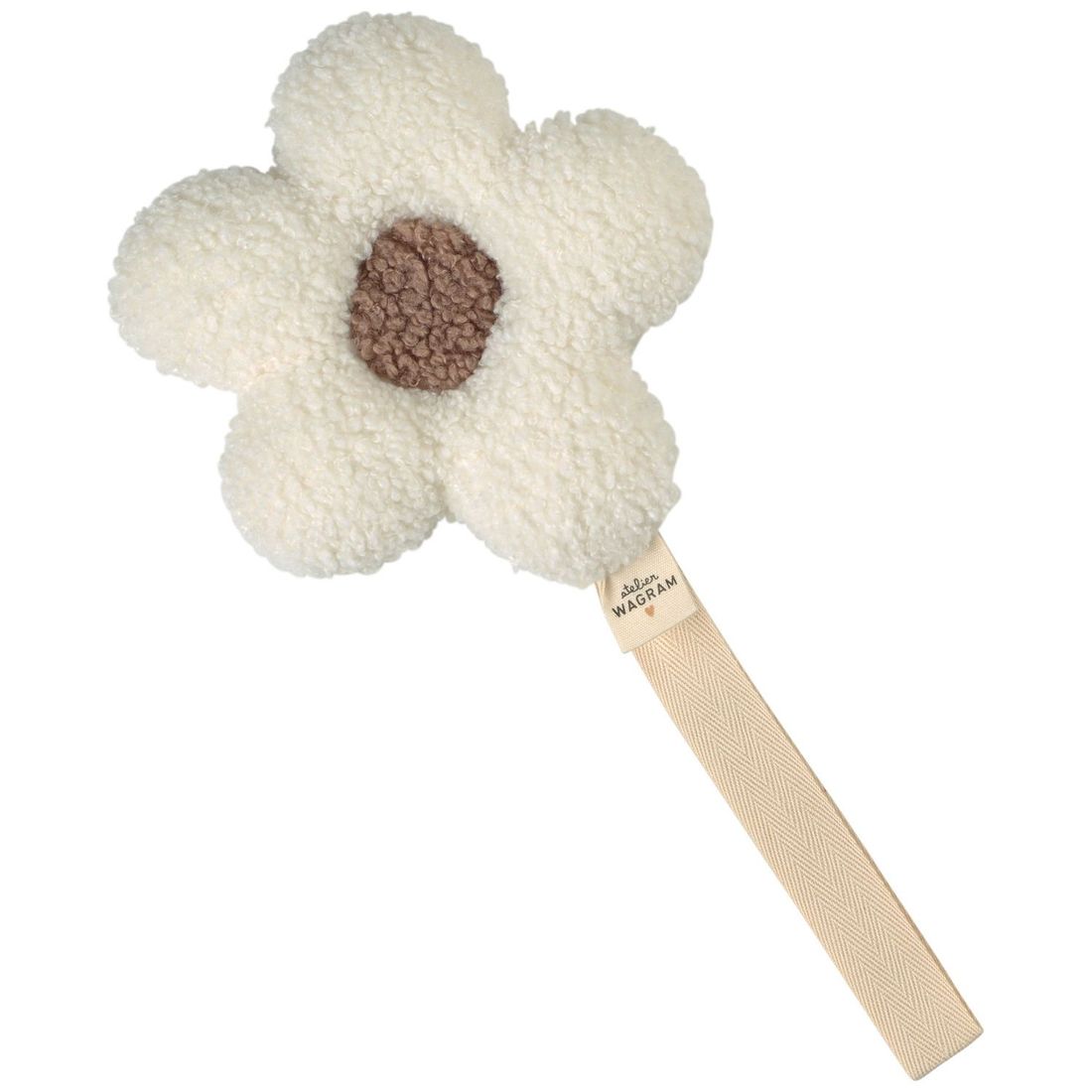 Attache tétine Fleur moumoute Ecru-Beige (Atelier Wagram) - Image 1