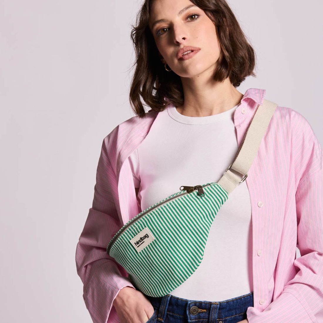 Sac banane Olivia Rayures Fines Vert (Hindbag) - Image 3