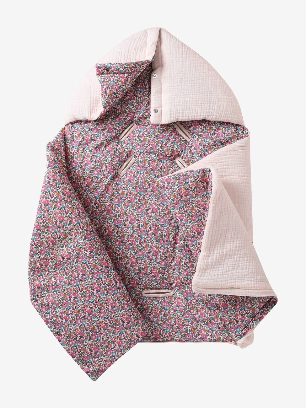 Nid d'ange en gaze de coton bio et tissu Liberty personnalisable rose pâle (Envie De Fraise) - Image 2