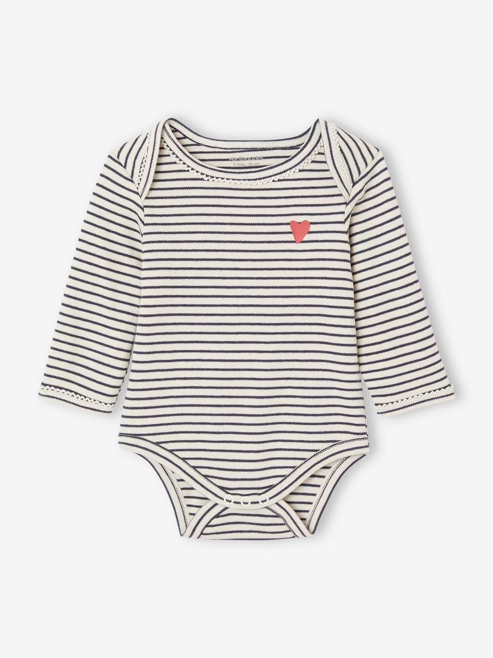 Lot de 5 bodies manches longues bébé emmanchure US en coton Bio bleu nuit (Vertbaudet) - Image 1