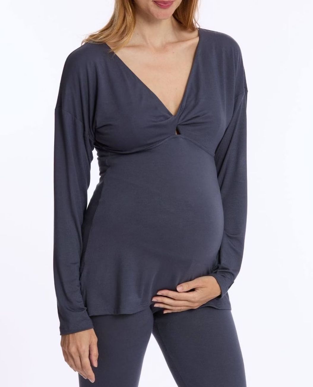 T-shirt Manches Longues De Grossesse Et D'allaitement Louna Bleu Nuit (Cache Coeur) - Couverture