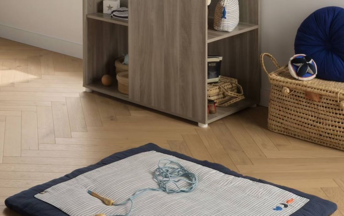 Grand Tapis De Jeu En Double Gaze De Coton Marinière - Baby Sailor Bleu/blanc (Sauthon) - Image 2