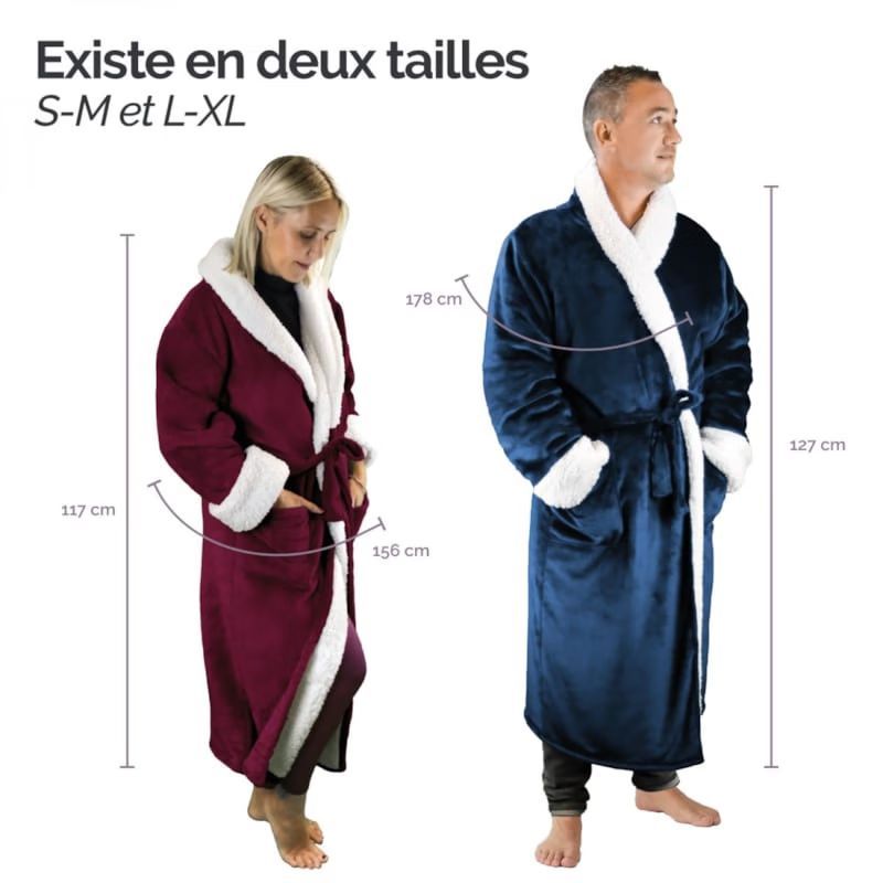 Robe de chambre polaire prune - S/M (Vivezen) - Image 1
