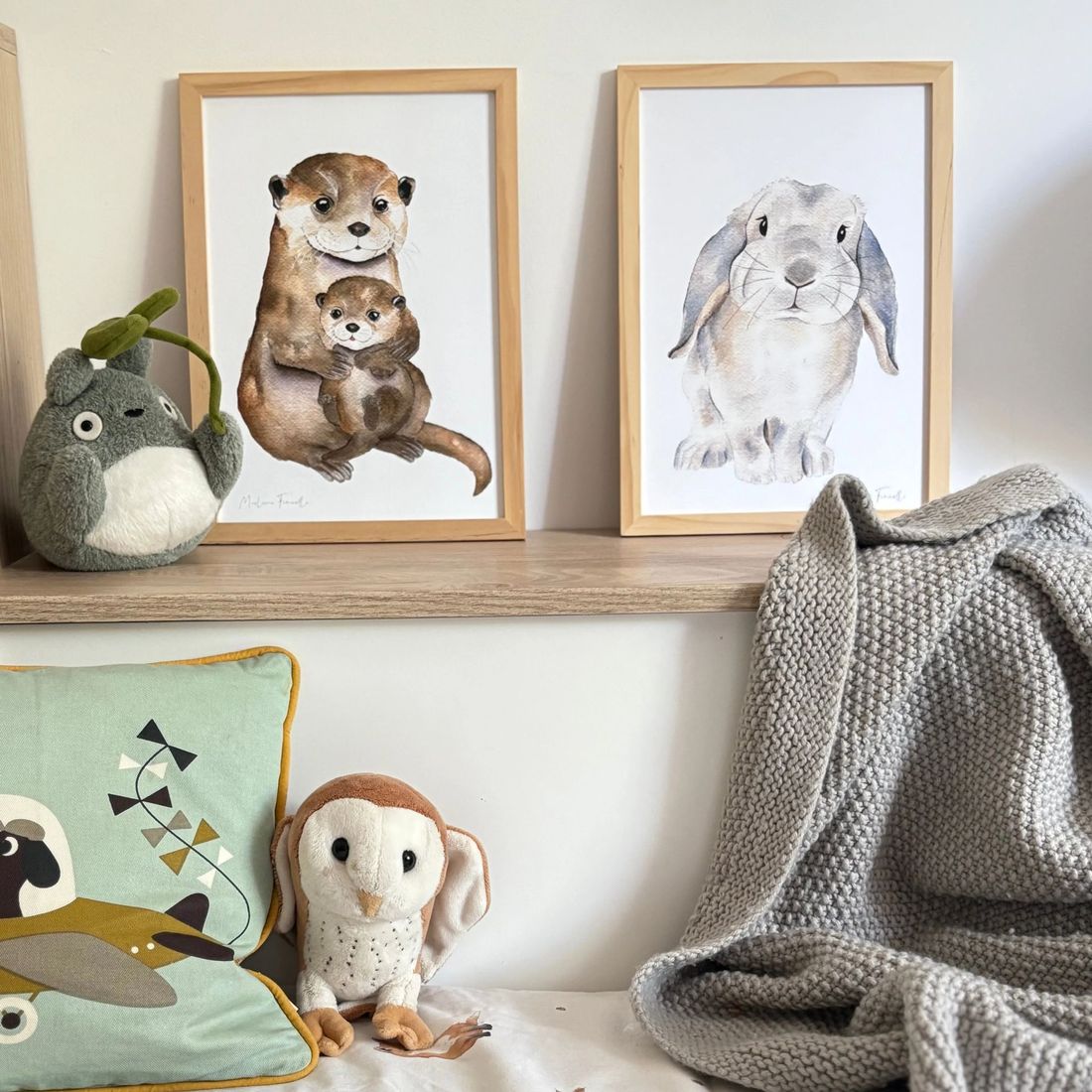 Affiche famille loutre aquarelle – Poster animal pour chambre bébé et enfant (Les Aquarelles de Marlène) - Image 3