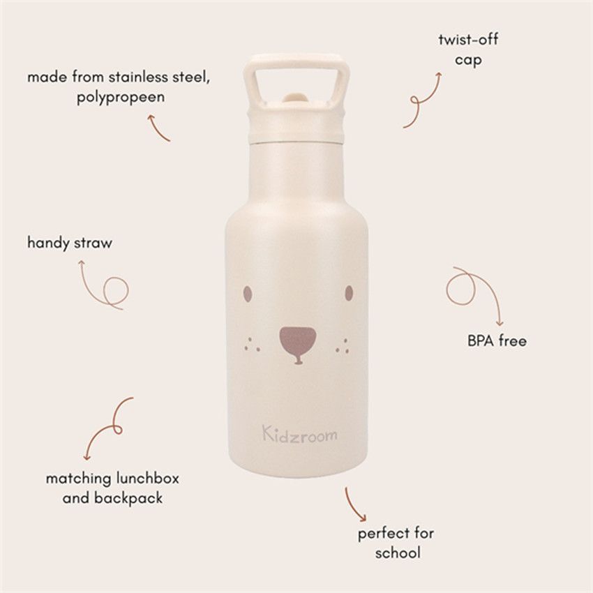 Gourde isotherme 350ml Ours Sable - Beige (Kidzroom) - Image 5