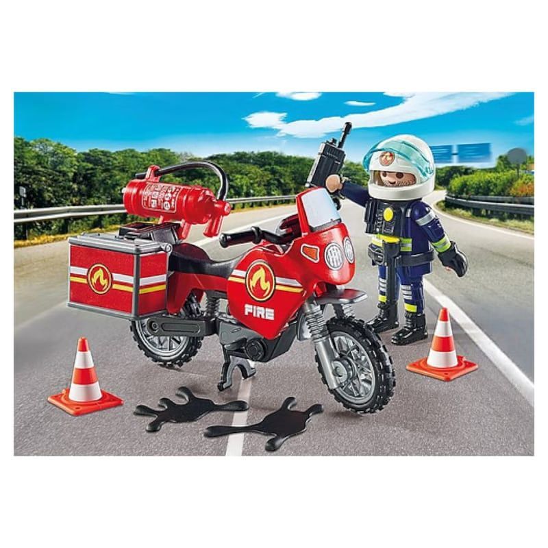 Pompier et moto action heros (Playmobil) - Image 2