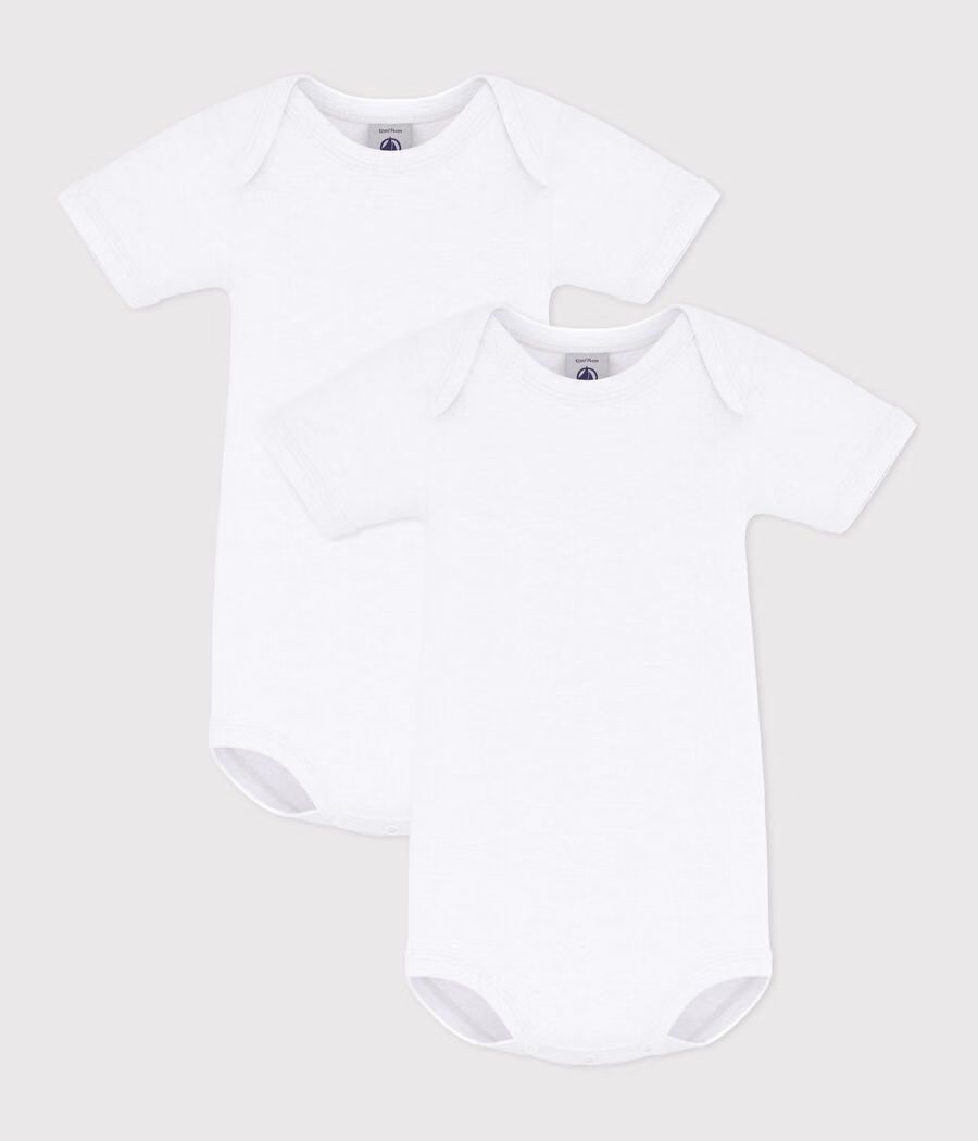 Lot de bodies manches courtes bébé en coton uni (Petit Bateau) - Image 1
