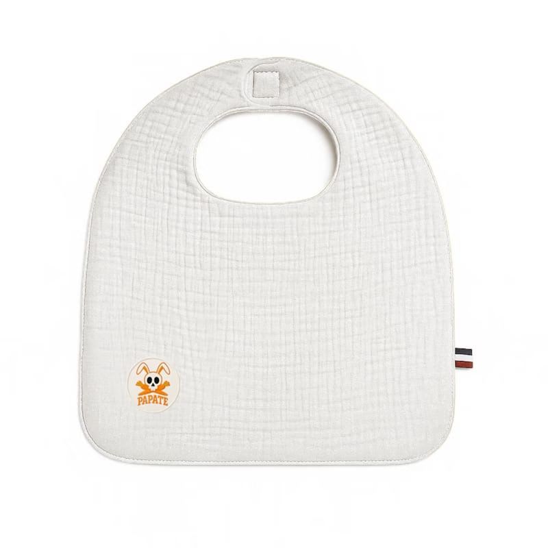 Bavoir en coton bio blanc (Papate) - Image 1
