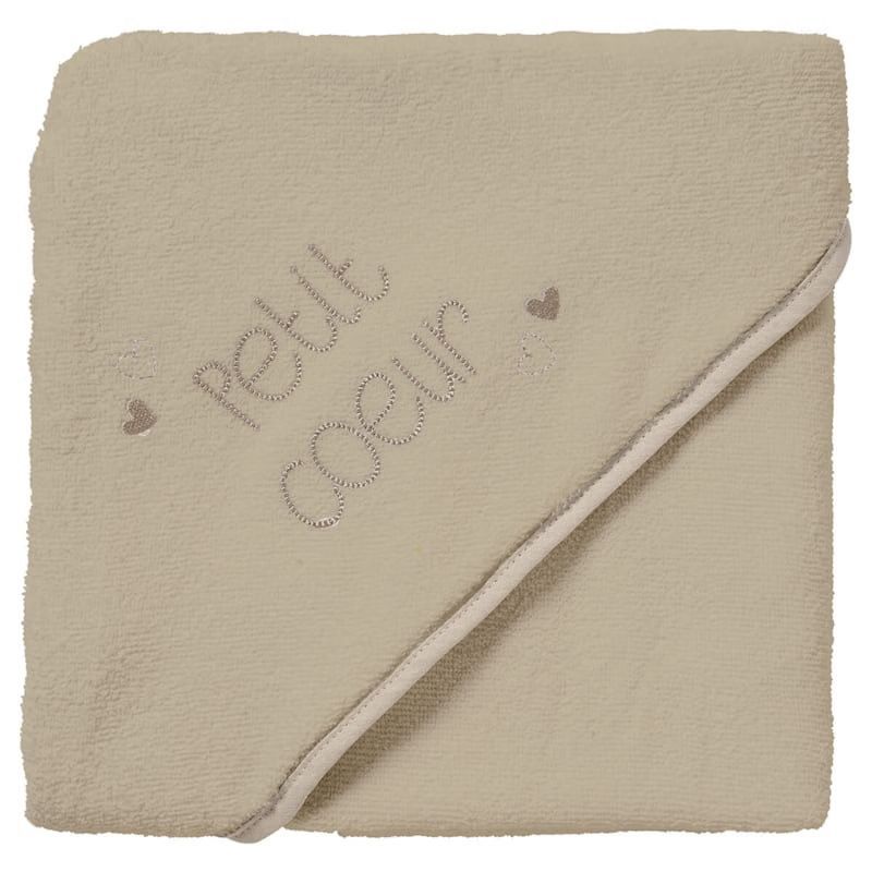 Cape de bain 100x100 cm petit cœur - sortie de bain bébé xl (Babycalin) - Couverture