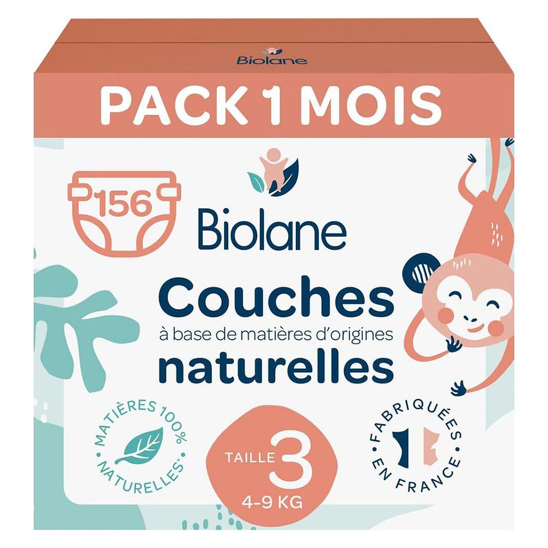 Pack 1 Mois de 156 Couches Ecologiques - T3 (Biolane) - Couverture