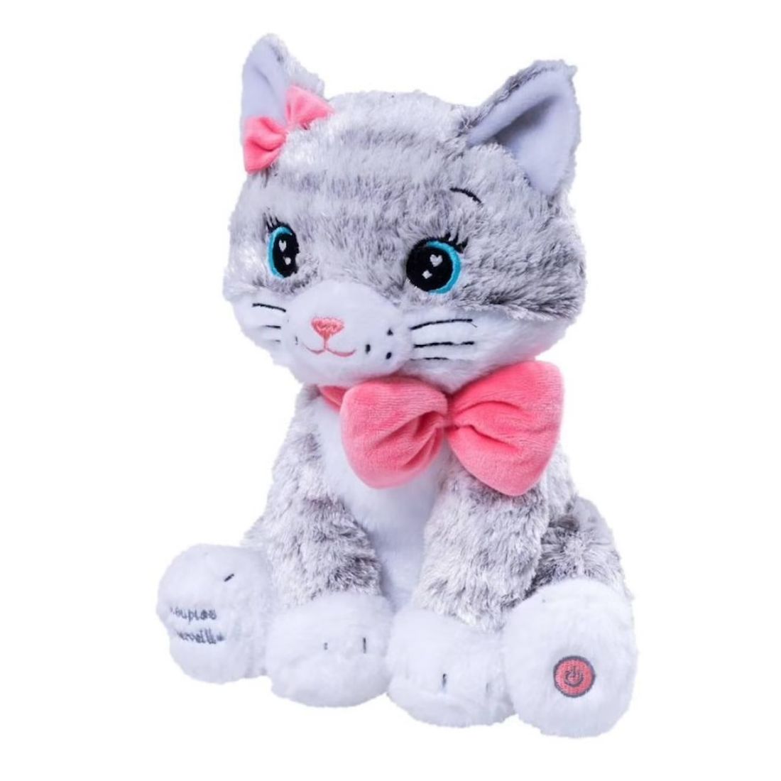 Veilleuse Moustache - Mon Chaton Lumineux Et Musical - 28cm Gris Et Blanc (Pioupiou Et Merveilles) - Image 1