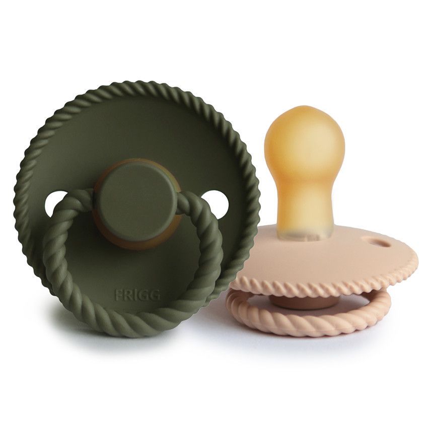 Lot de 2 sucettes Rope latex T1 - Croissant/Olive - Vert (Frigg) - Image 1