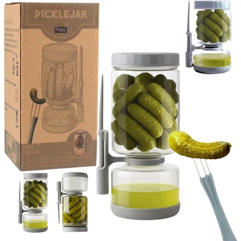 Pot à cornichon 1300 ml retournable avec pique inclus (Ranji) - Couverture