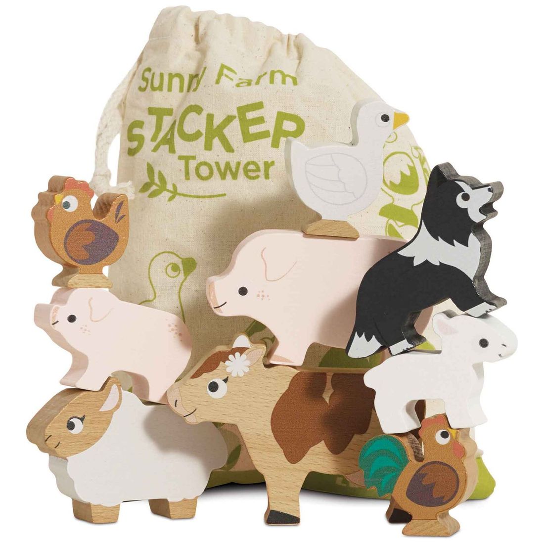 Animaux de la ferme en bois FSC à empiler (Le Toy Van) - Couverture
