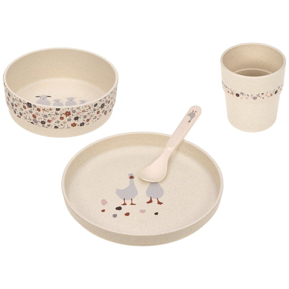 Coffret repas Tiny Farmer mouton et oie naturel (Lassig) - Image 1