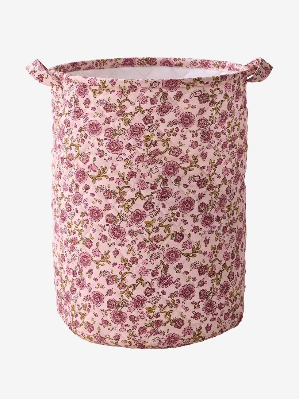 Panier matelassé imprimé fleurs rose (Vertbaudet) - Image 1